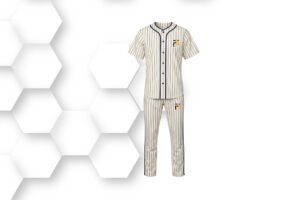 Classic off-white baseball uniform with button-up jersey and matching pants, designed for comfort, breathability, and professional athletic style.