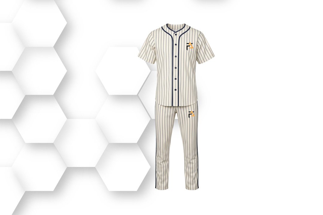 Classic off-white baseball uniform with button-up jersey and matching pants, designed for comfort, breathability, and professional athletic style.
