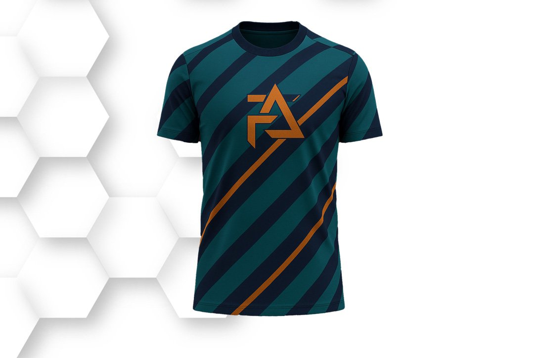 Teal and orange sports jersey with diagonal stripe design, short sleeves, and breathable quick-dry fabric for soccer, football, and training wear.