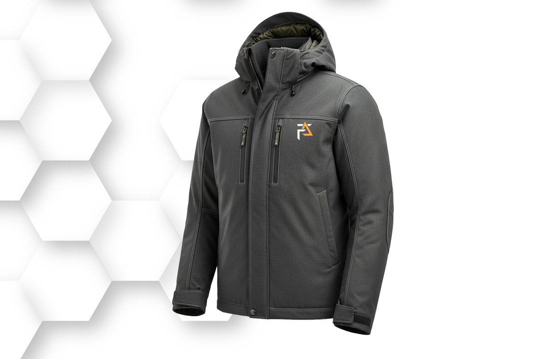 Black hooded leather jacket with front zipper and soft inner lining for modern urban style.