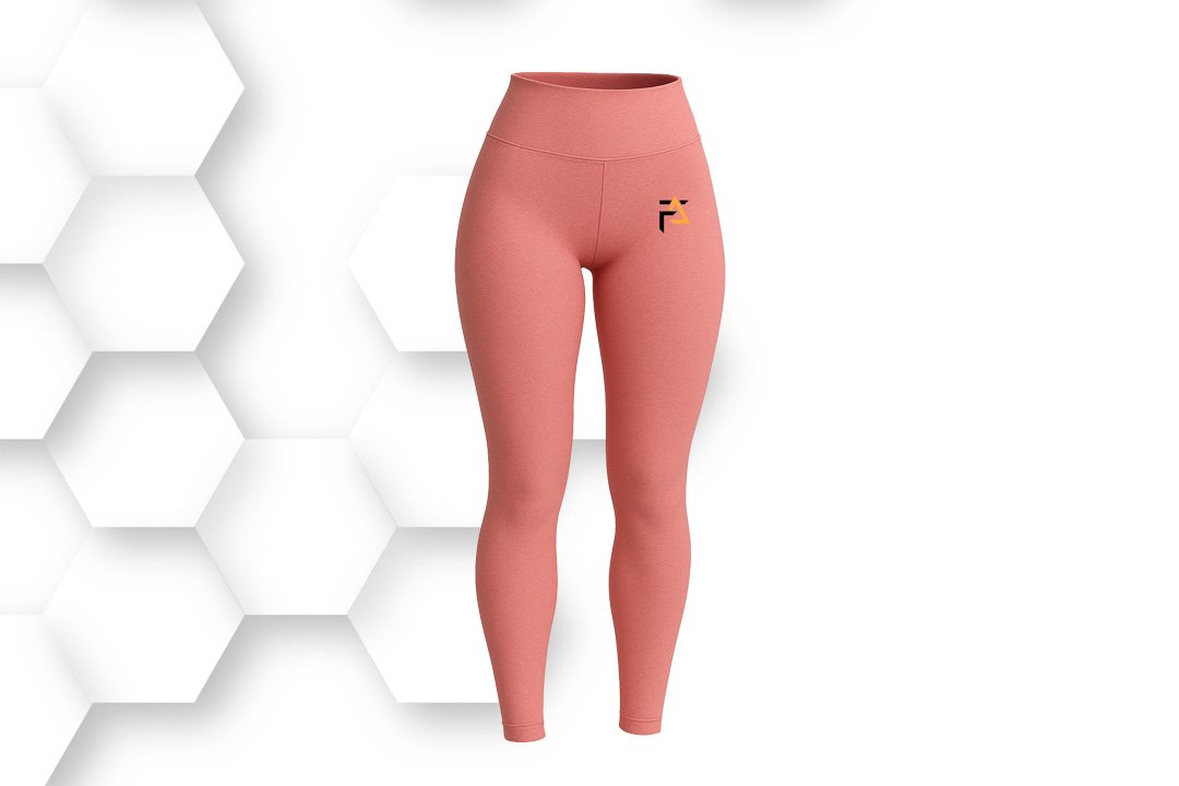 Coral pink women’s leggings with high-waist design and soft stretch fabric, perfect for yoga, gym, and casual activewear comfort.