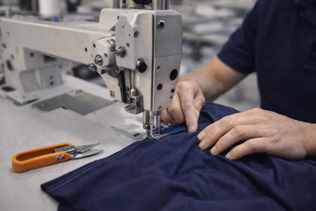 final garment finishing process in custom apparel production