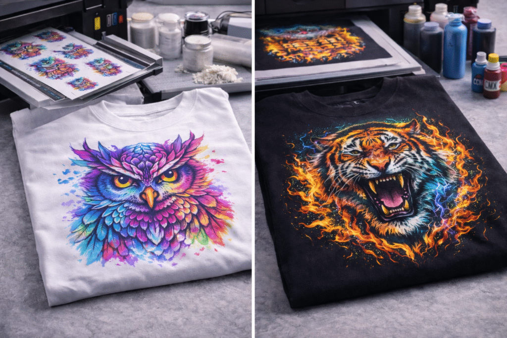DTF printing for full color custom apparel designs